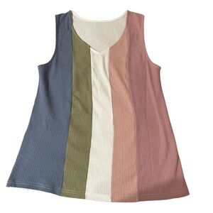 Waffle Knit Stripe Tank Top